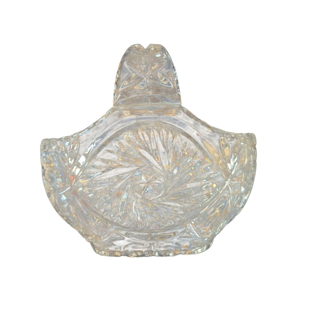 Bohemian Czech Hand CutLead Crystal Cut Glass Basket 5" Trinket Ring dish - Picture 5 of 8